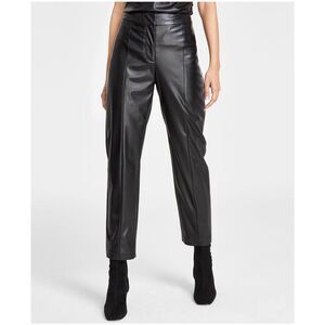 DKNY Womens Vegan Leather Straight Leg Casual Pants, NWT